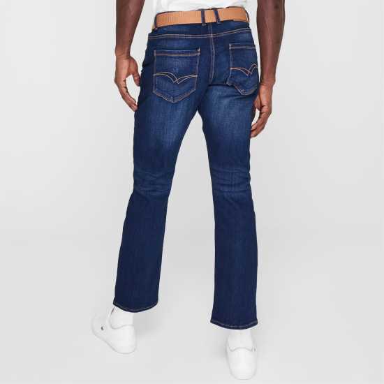 Lee Cooper Мъжки Джинси С Колан Belted Jeans Mens Dark Wash Мъжки дънки