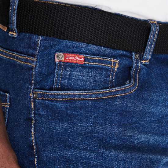 Lee Cooper Мъжки Джинси С Колан Belted Jeans Mens Mid Wash Мъжки дънки