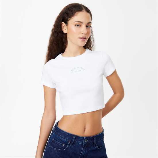 Jack Wills Cropped Baby T-Shirt Бяло Дамски тениски и фланелки