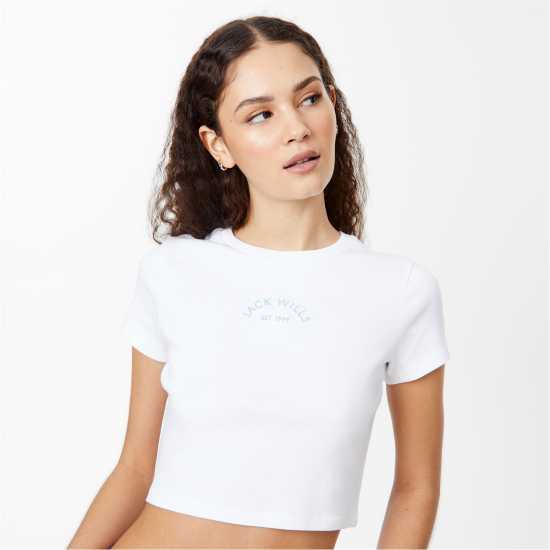 Jack Wills Cropped Baby T-Shirt Бяло Дамски тениски и фланелки