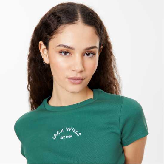 Дамски тениски и фланелки Jack Wills Cropped Baby T-Shirt Горско зелено Jack Wills Cropped Baby T-Shirt Горско зелено Дамски тениски и фланелки