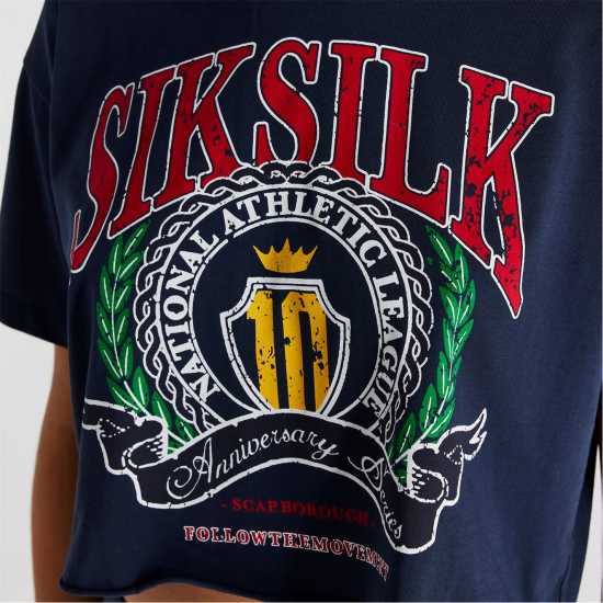 Siksilk Logo T-Shirt Womens Морска синьо Дамски тениски и фланелки