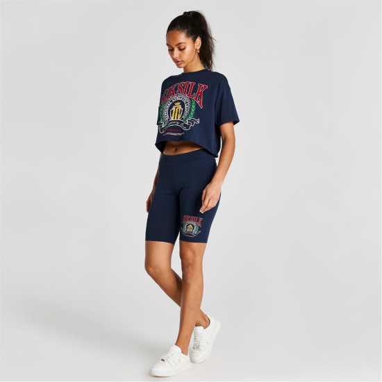 Siksilk Logo T-Shirt Womens Морска синьо Дамски тениски и фланелки