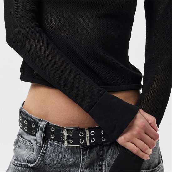 Дамски тениски и фланелки Missy Empire Sheer Knit Flare Cuff Top Womens Черно Missy Empire Sheer Knit Flare Cuff Top Womens Черно Дамски тениски и фланелки