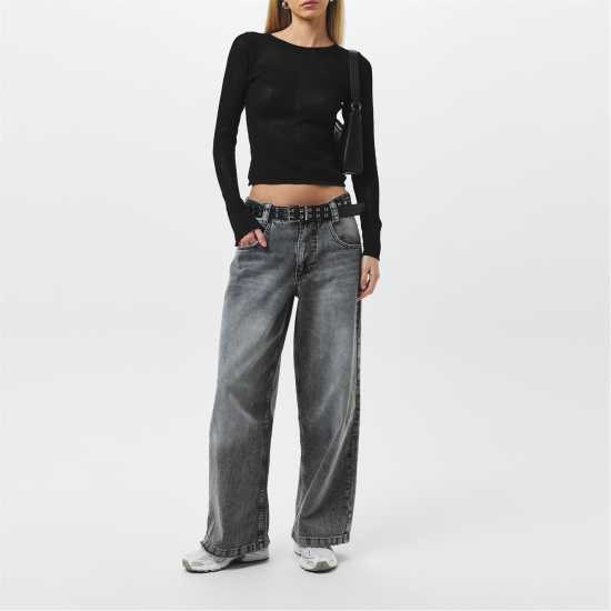 Дамски тениски и фланелки Missy Empire Sheer Knit Flare Cuff Top Womens Черно Missy Empire Sheer Knit Flare Cuff Top Womens Черно Дамски тениски и фланелки