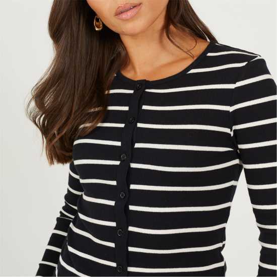Brave Soul Bs Womens Long Sleeve Button Down Striped Jersey Top  