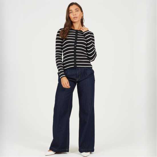 Brave Soul Bs Womens Long Sleeve Button Down Striped Jersey Top  