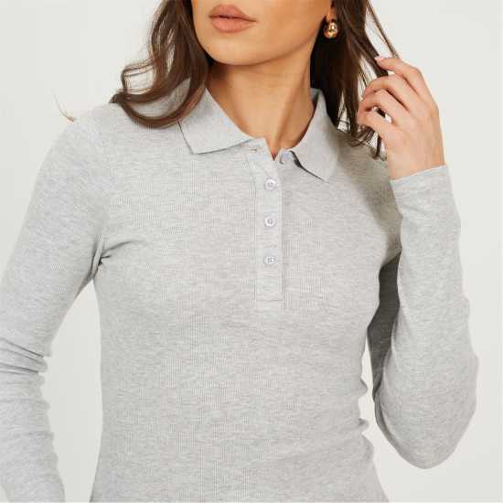 Brave Soul Bs Womens Long Sleeve Ribbed Top With Collar  