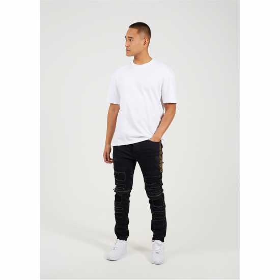 Brave Soul Wash Bike Jean With Stitch Detail Въгленово измиване Мъжки дънки