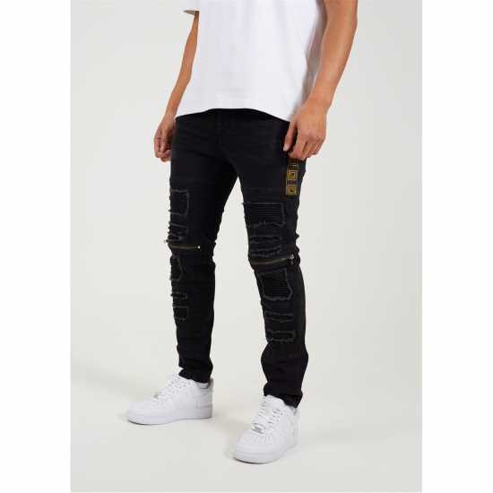 Brave Soul Wash Bike Jean With Stitch Detail Въгленово измиване Мъжки дънки