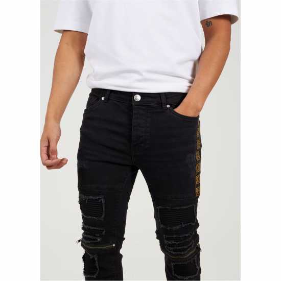 Brave Soul Wash Bike Jean With Stitch Detail Въгленово измиване Мъжки дънки