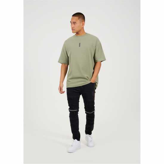 Brave Soul Wash Bike Jean With Stitch Detail Charcoal Wash Мъжки дънки