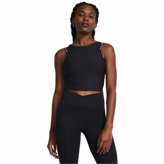 Under Armour Meridian Rib Cropped Tank Womens Черно Дамски тениски и фланелки