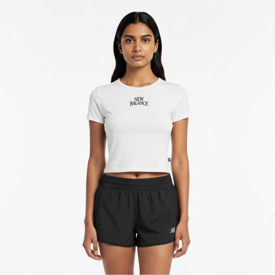 New Balance Women's Crop Top White/Black 