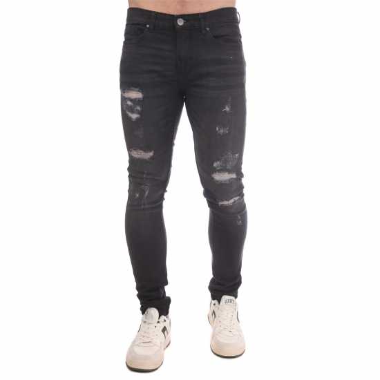 Dfnd London Ripped Denim Jeans Черно Мъжки дънки