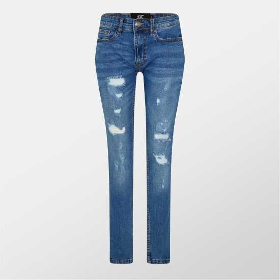 Dfnd London Ripped Denim Jeans Средно синьо Мъжки дънки