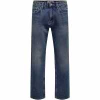 Only and Sons Men's Straight Leg Jeans Dark Blue 