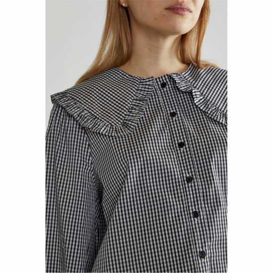 Glamorous Gingham Statement-Collar Blouse  Дамски тениски и фланелки