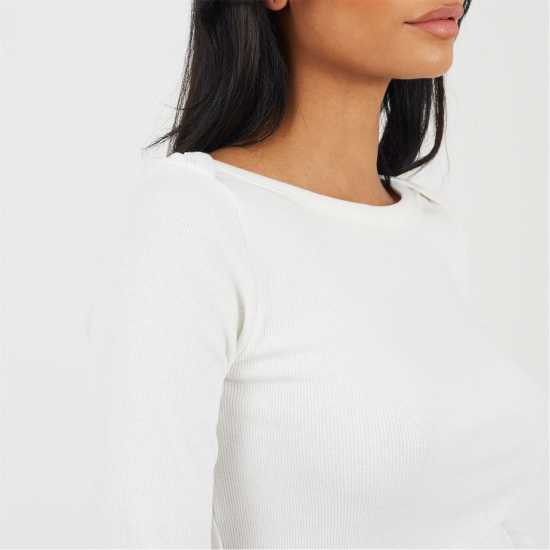 Brave Soul Womens Long Sleeve Boat Neck Top With Wide Binding Detail  