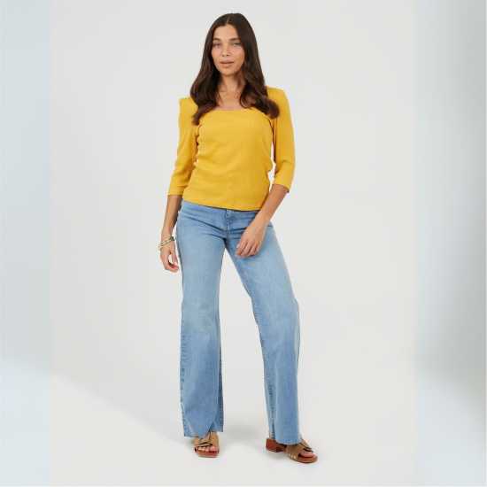 Brave Soul Puff Slv Top Ld99 Sunflower 