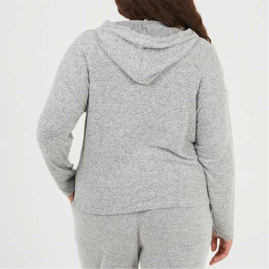 Brave Soul Womens Plus Size Soft Touch Hooded Top Grey Marl 