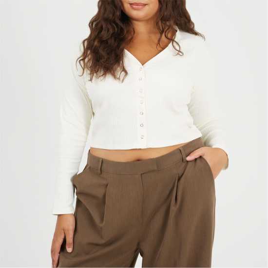 Brave Soul Горнище С Дълъг Ръкав Womens Plus Size Long Sleeve Top With Popper Fastening Cream Brave Soul Горнище С Дълъг Ръкав Womens Plus Size Long Sleeve Top With Popper Fastening Cream