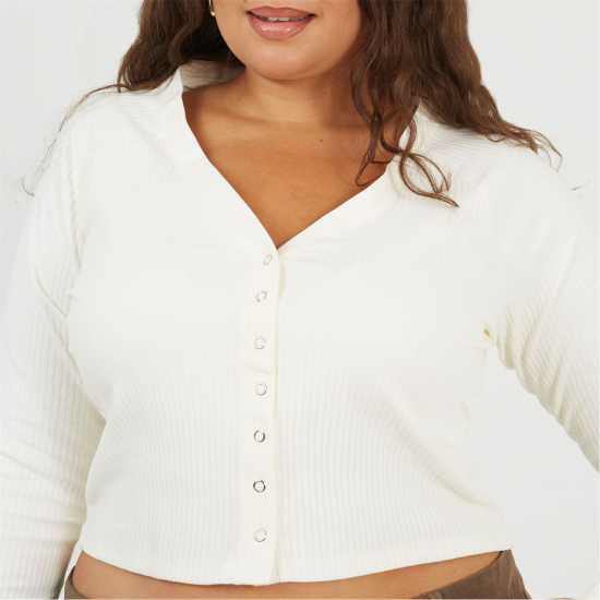 Brave Soul Горнище С Дълъг Ръкав Womens Plus Size Long Sleeve Top With Popper Fastening Cream Brave Soul Горнище С Дълъг Ръкав Womens Plus Size Long Sleeve Top With Popper Fastening Cream