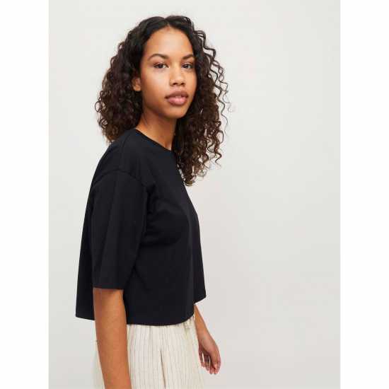 Дамски тениски и фланелки Jjxx Loose Cropped T-Shirt Ladies Black Jjxx Loose Cropped T-Shirt Ladies Black Дамски тениски и фланелки