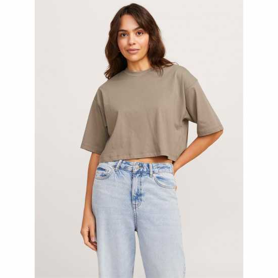 Дамски тениски и фланелки Jjxx Loose Cropped T-Shirt Ladies Brindle Jjxx Loose Cropped T-Shirt Ladies Brindle Дамски тениски и фланелки