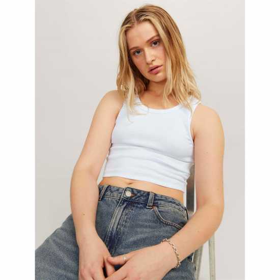 Jjxx Sleeveless Ribbed Top Ladies Bright White Jjxx Sleeveless Ribbed Top Ladies Bright White