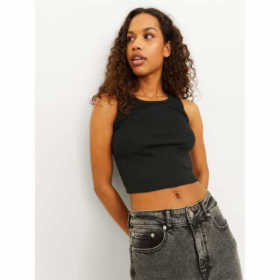 Jjxx Sleeveless Ribbed Top Ladies Black Jjxx Sleeveless Ribbed Top Ladies Black