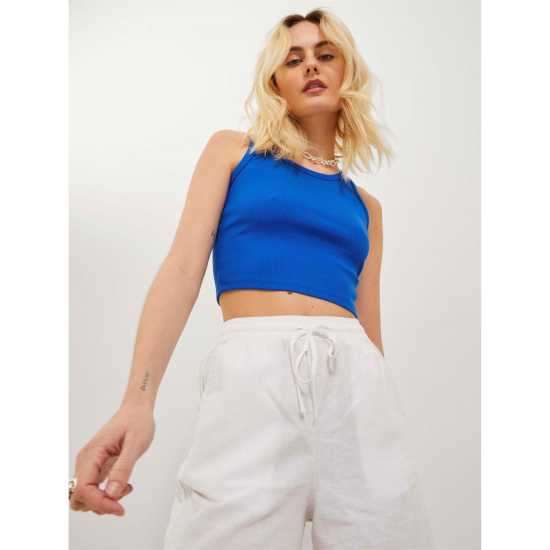 Jjxx Sleeveless Ribbed Top Ladies Blue Iolite Jjxx Sleeveless Ribbed Top Ladies Blue Iolite