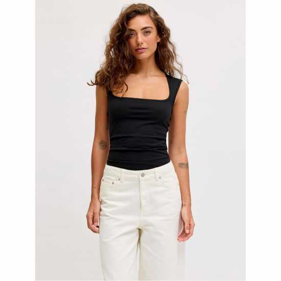 Jjxx Sleeveless Square Neck Top Ladies Black Jjxx Sleeveless Square Neck Top Ladies Black