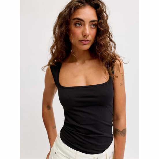 Jjxx Sleeveless Square Neck Top Ladies Black Jjxx Sleeveless Square Neck Top Ladies Black