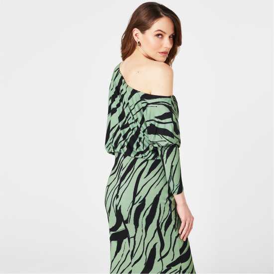 Biba X Tess Daly Off Shoulder Dress Zebra Print - Dresses Under 60