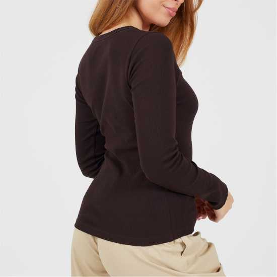 Brave Soul Bs Womens Long Sleeve V-Neck Ribbed Top  