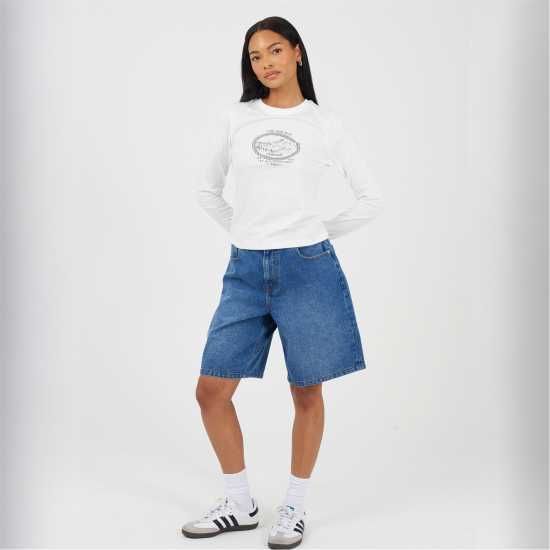 Brave Soul Горнище С Дълъг Ръкав Bs Womens Long Sleeve Top Withn Printed Chest Design  