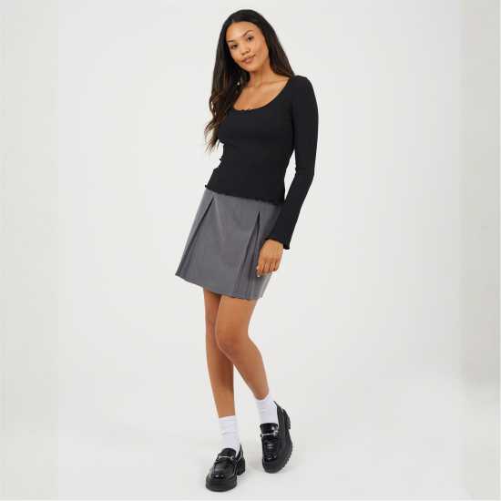 Brave Soul Bs Womens Long Sleeve Scoop Neck Top With Bow Detail.  