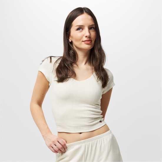 Дамски тениски и фланелки Jack Wills Pointelle Baby Tee Jack Wills Pointelle Baby Tee Дамски тениски и фланелки