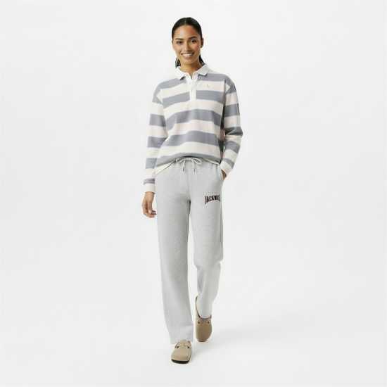 Jack Wills Women's Cotton Polo Neck Long Sleeve Oversized Fit T-Shirt Морско синьо/Бяло 