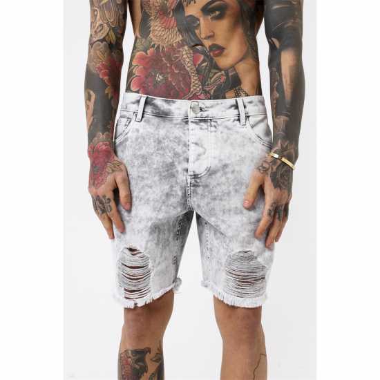 Дънкови Къси Панталони Good For Nothing Denim Shorts Acid Grey  Мъжки къси панталони