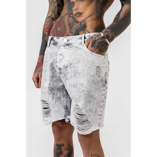 Дънкови Къси Панталони Good For Nothing Denim Shorts Acid Grey  Мъжки къси панталони