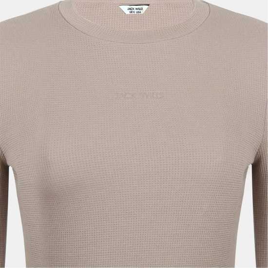 Jack Wills Waffle Lsbaby Tee Ld54 Taupe Jack Wills Waffle Lsbaby Tee Ld54 Taupe