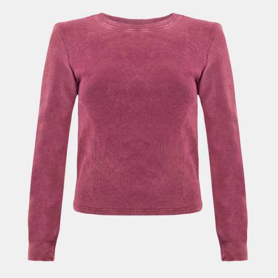 Горнище С Дълъг Ръкав Washed Ribbed Long Sleeve Top  