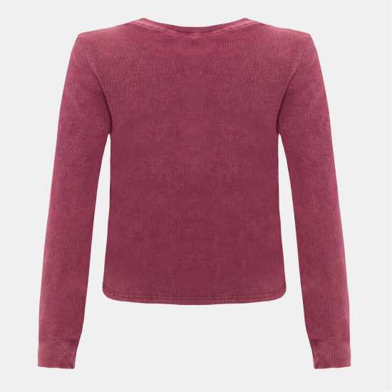 Горнище С Дълъг Ръкав Washed Ribbed Long Sleeve Top  