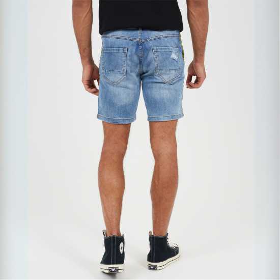 Brave Soul Дънкови Къси Панталони Bs Mens Light Blue Wash Distressed Denim Shorts Син деним Brave Soul Дънкови Къси Панталони Bs Mens Light Blue Wash Distressed Denim Shorts Син деним