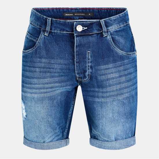 Brave Soul Дънкови Къси Панталони Bs Mens Light Blue Wash Distressed Denim Shorts Светло синя пера Brave Soul Дънкови Къси Панталони Bs Mens Light Blue Wash Distressed Denim Shorts Светло синя пера