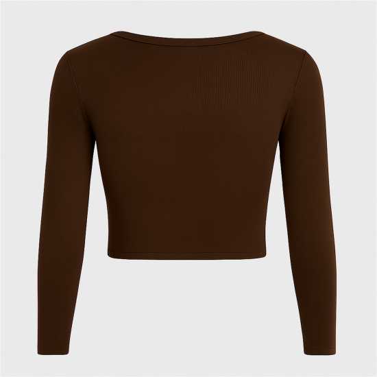 Горнище С Дълъг Ръкав Rib Button Front Long Sleeve Top Горнище С Дълъг Ръкав Rib Button Front Long Sleeve Top