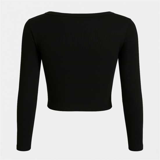 Горнище С Дълъг Ръкав Rib Button Long Sleeve Top  