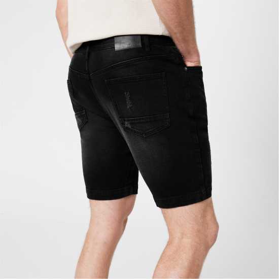 Firetrap Дънкови Къси Панталони Denim Shorts Mens Dark Wash - Мъжко облекло за едри хора